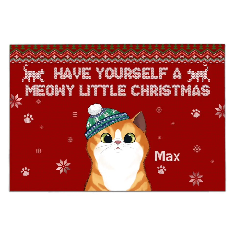 Have Yourself A Meowy Little Christmas - Personalized Doormat, Christmas Decoration, Gift For Cat Lover