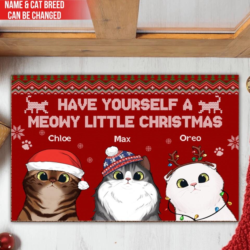 Have Yourself A Meowy Little Christmas - Personalized Doormat, Christmas Decoration, Gift For Cat Lover