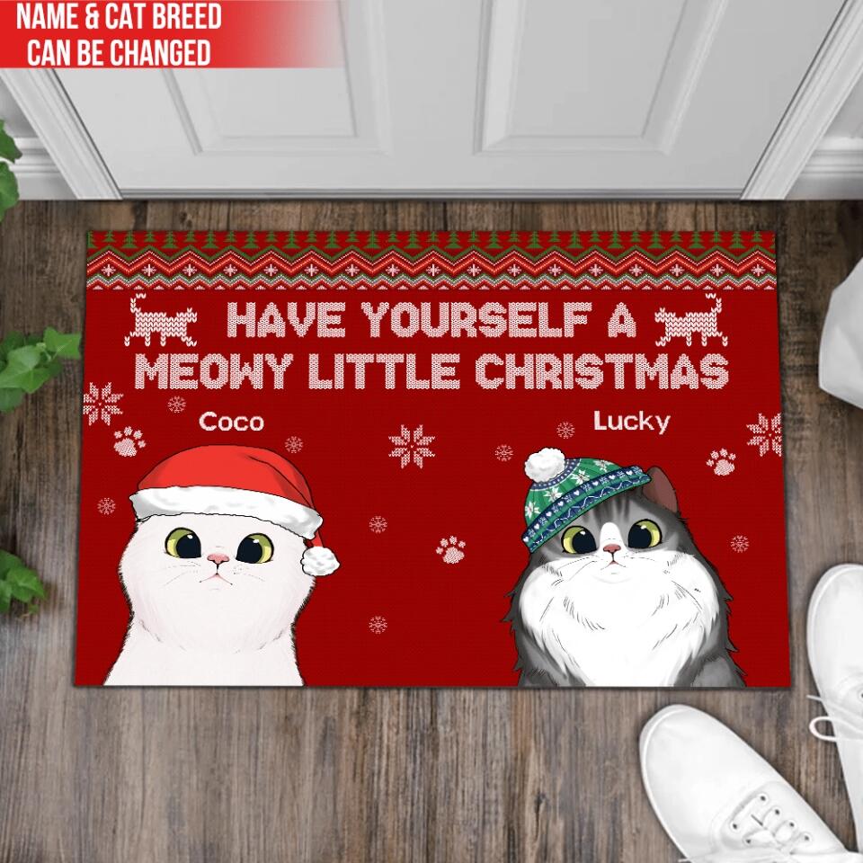 Have Yourself A Meowy Little Christmas - Personalized Doormat, Christmas Decoration, Gift For Cat Lover