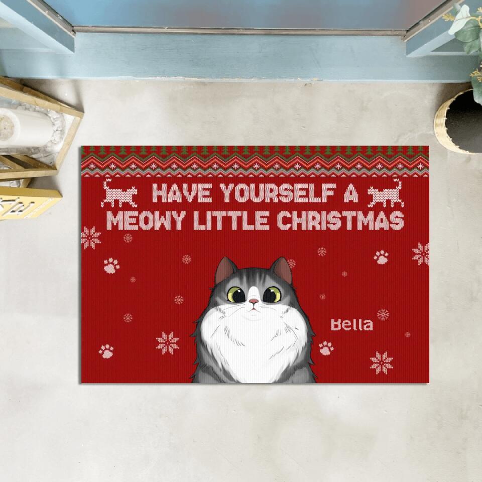 Have Yourself A Meowy Little Christmas - Personalized Doormat, Christmas Decoration, Gift For Cat Lover