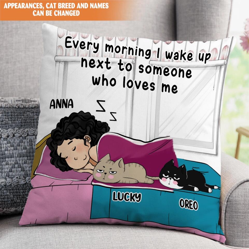 Every Morning I Wake Up - Cat Mom Gift - Cat Lovers Gift - Christmas Decoration - Personalized Christmas Cat Pillow