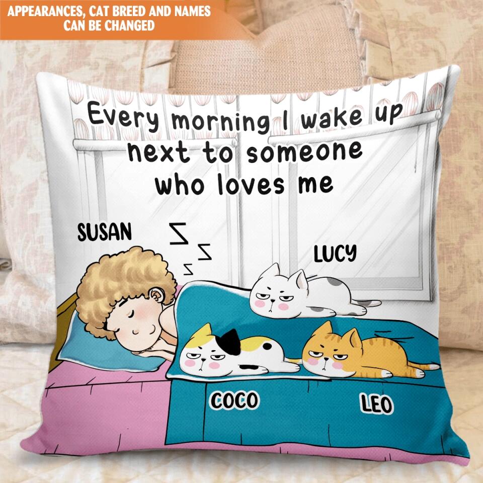 Every Morning I Wake Up - Cat Mom Gift - Cat Lovers Gift - Christmas Decoration - Personalized Christmas Cat Pillow