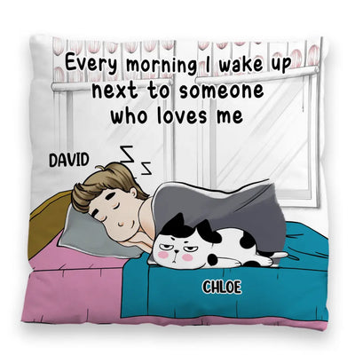 Every Morning I Wake Up - Cat Mom Gift - Cat Lovers Gift - Christmas Decoration - Personalized Christmas Cat Pillow