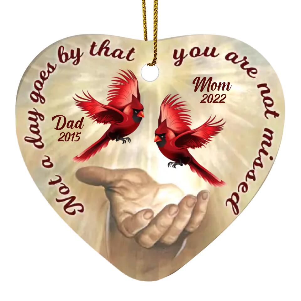 Personalized Heart Ceramic Ornament, Not A Day Goes By That You Are Not Missed, Custom Memorial Ornament