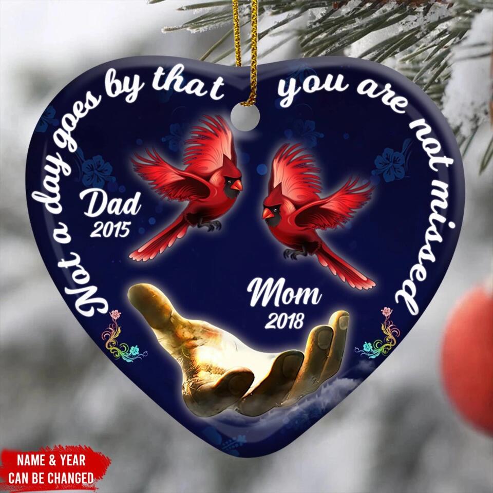 Personalized Heart Ceramic Ornament, Not A Day Goes By That You Are Not Missed, Custom Memorial Ornament