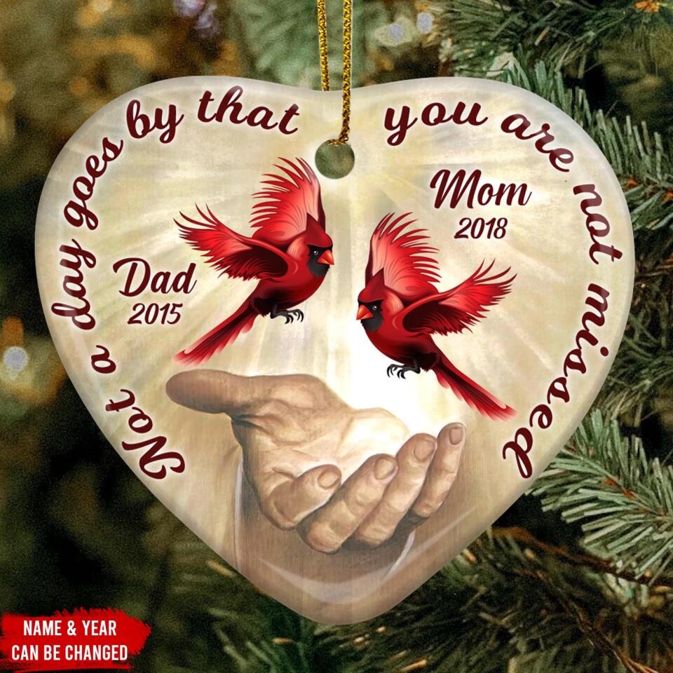 Personalized Heart Ceramic Ornament, Not A Day Goes By That You Are Not Missed, Custom Memorial Ornament