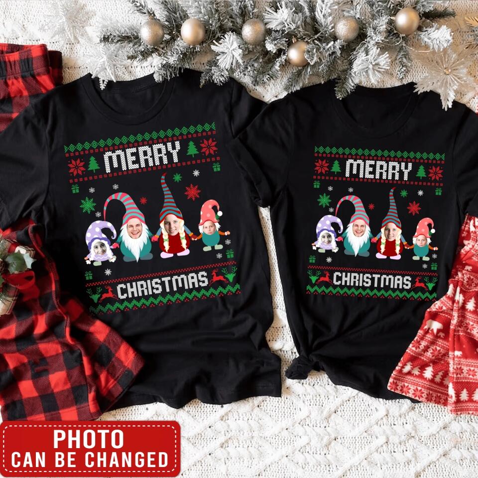 Merry Christmas Custom Face Shirt - Personalized T-shirt, Family Matching T-Shirt, Gift For Family, Upload Photo