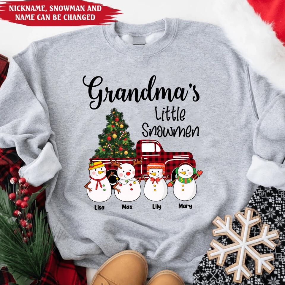 Grandma's Little Snowmen - Personalized T-shirt, Unisex Sweatshirt, Christmas Gift For Grandma, Gigi, Nana