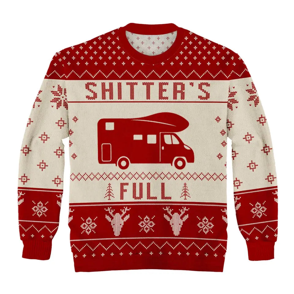 Christmas Vacation Shitter&#39;s Full Ugly Christmas Sweater - Personalized Wool Sweater, Gift For Camper, All-Over-Print Sweatshirt