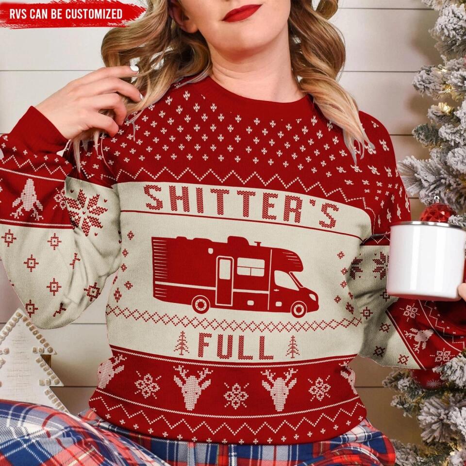Christmas Vacation Shitter's Full Ugly Christmas Sweater - Personalized Wool Sweater, Gift For Camper, All-Over-Print Sweatshirt