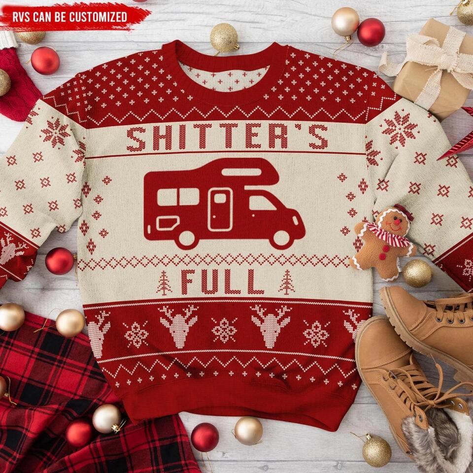 Christmas Vacation Shitter's Full Ugly Christmas Sweater - Personalized Wool Sweater, Gift For Camper, All-Over-Print Sweatshirt