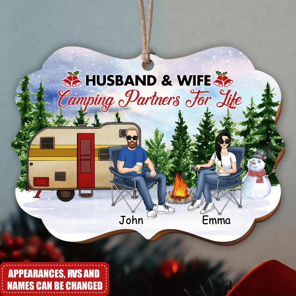 Husband & Wife Camping Partners For Life - Personalized Ornament, Gift For Camping Lover, Couple Ornament
