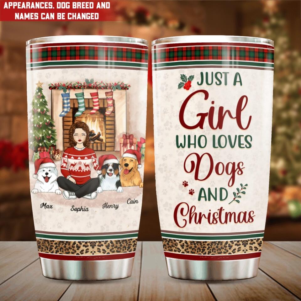 Just A Girl Who Loves Dogs And Christmas - Personalized Tumbler, Gift For Dog lover