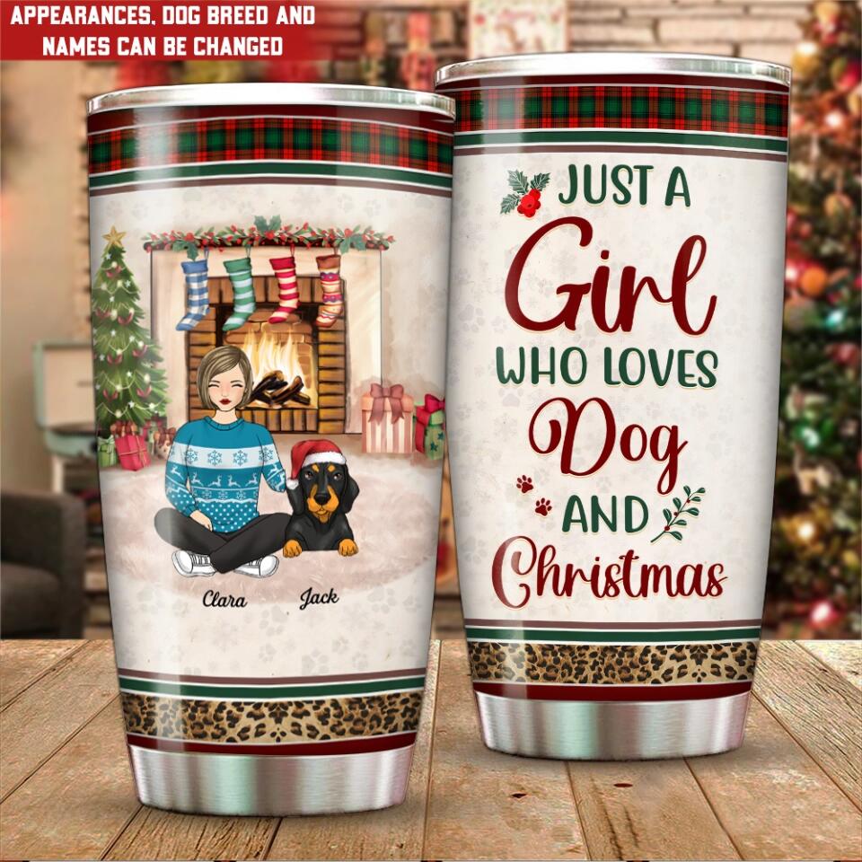 Just A Girl Who Loves Dogs And Christmas - Personalized Tumbler, Gift For Dog lover