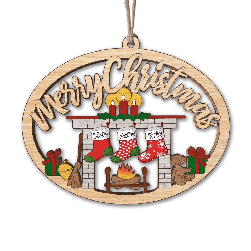Personalized Family Stockings Christmas Ornament- Laser Cut, Wood, Gift For Family