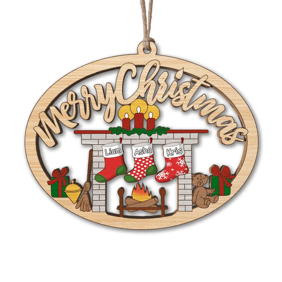 Personalized Family Stockings Christmas Ornament- Laser Cut, Wood, Gift For Family