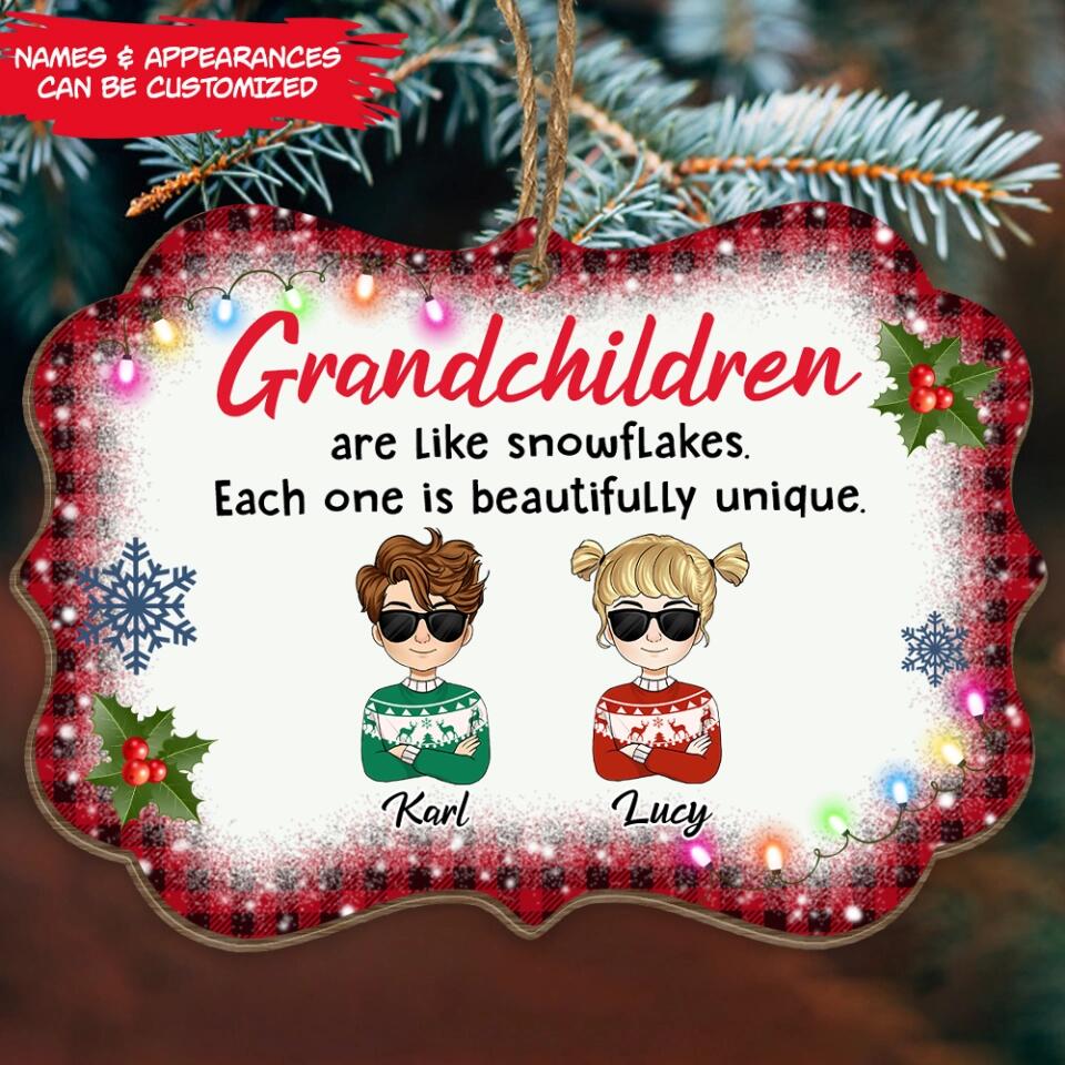 Grandchildren are like snowflakes - Personalized Christmas Ornament For Grandpa Grandma - Personalized Grandkid Ornament