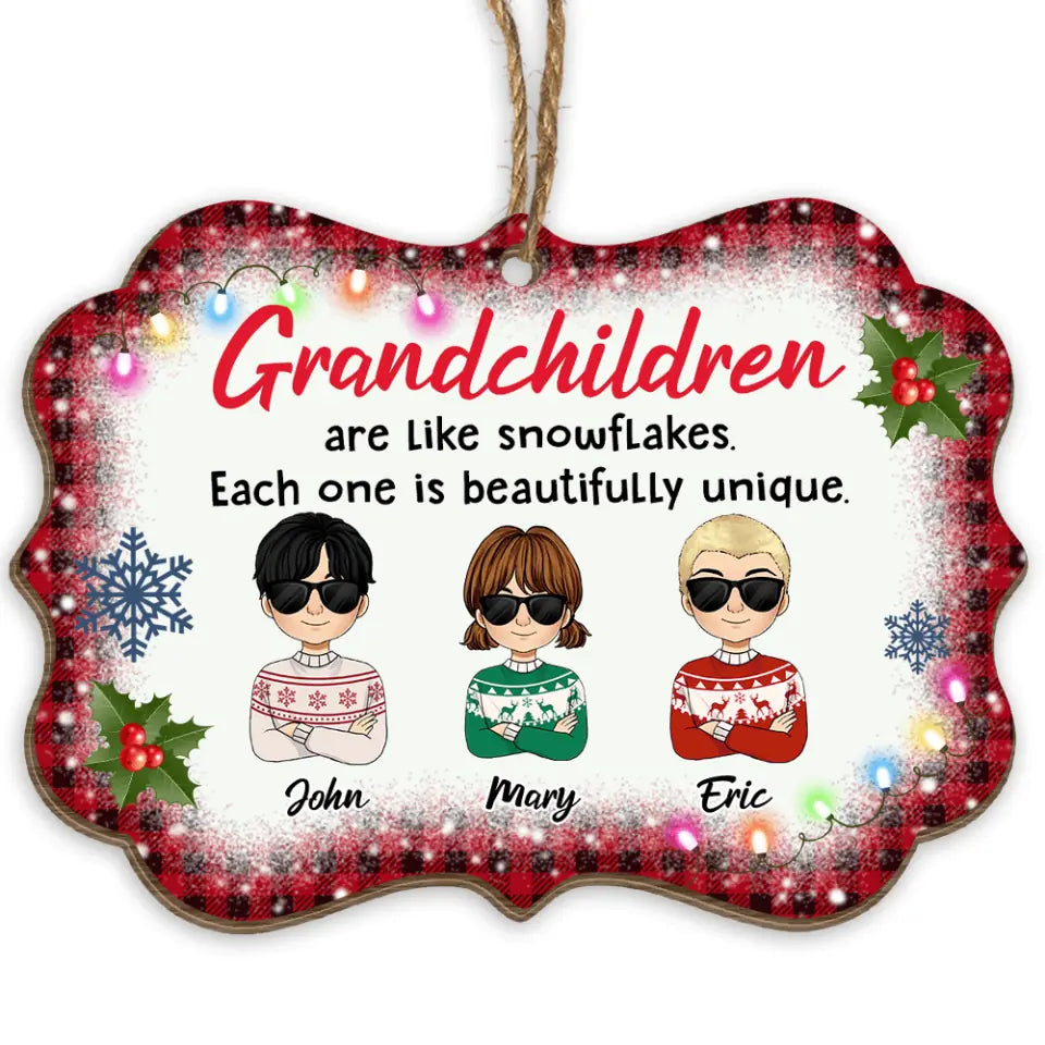 Grandchildren are like snowflakes - Personalized Christmas Ornament For Grandpa Grandma - Personalized Grandkid Ornament