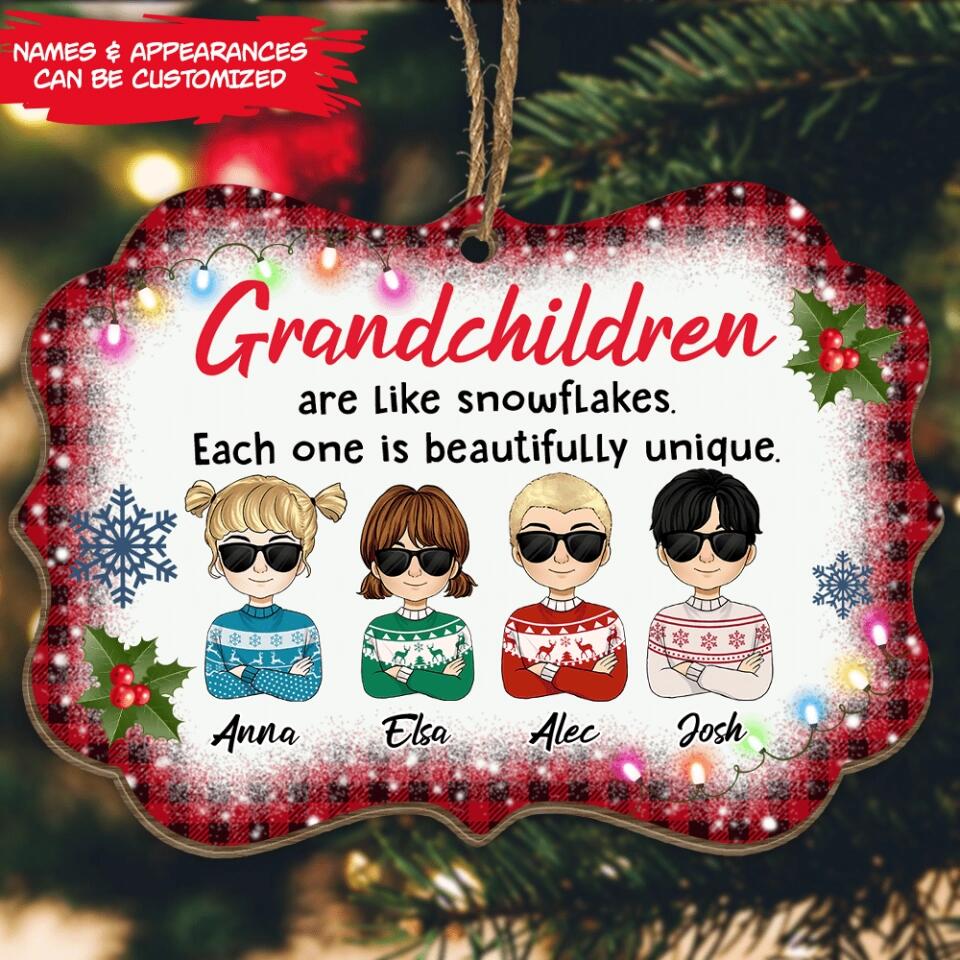Grandchildren are like snowflakes - Personalized Christmas Ornament For Grandpa Grandma - Personalized Grandkid Ornament