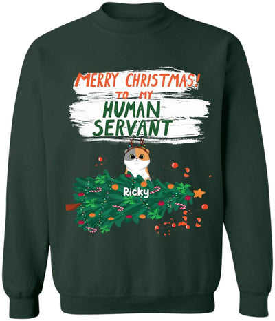 Merry Christmas To My Human Servant - Personalized Cat Shirt