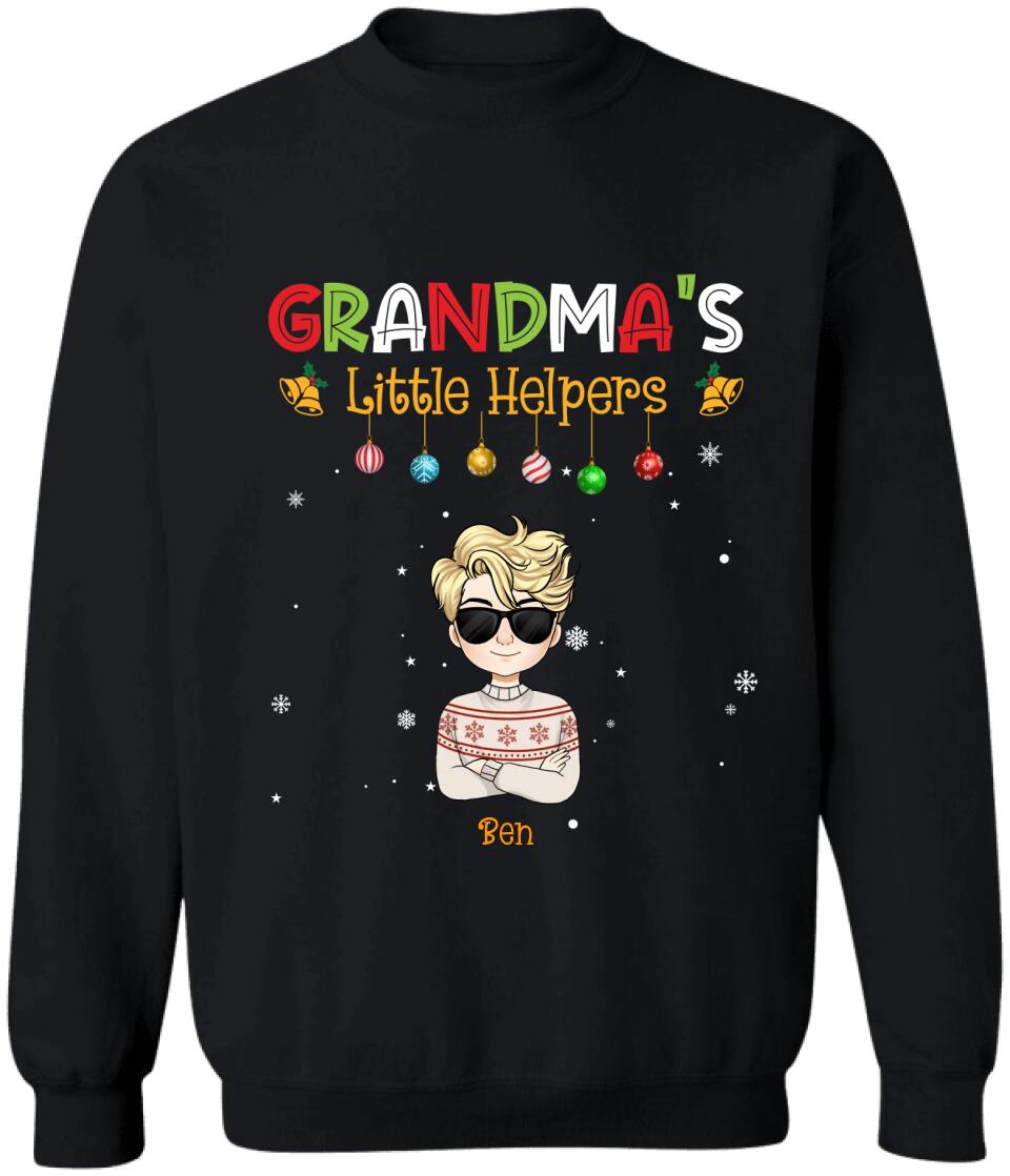 Grandma's Little Helpers, Christmas Shirt - Personalized T-shirt, Sweatshirt, Gift For Grandma