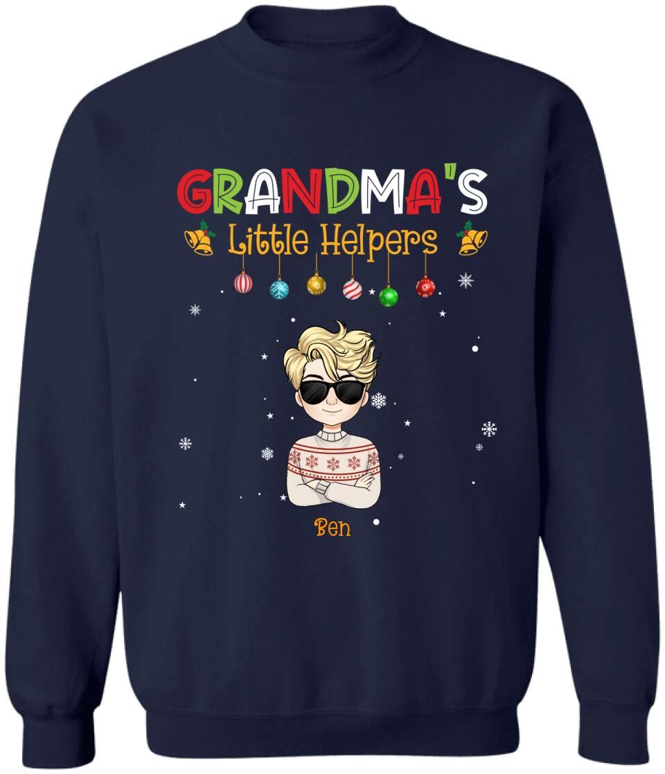 Grandma's Little Helpers, Christmas Shirt - Personalized T-shirt, Sweatshirt, Gift For Grandma