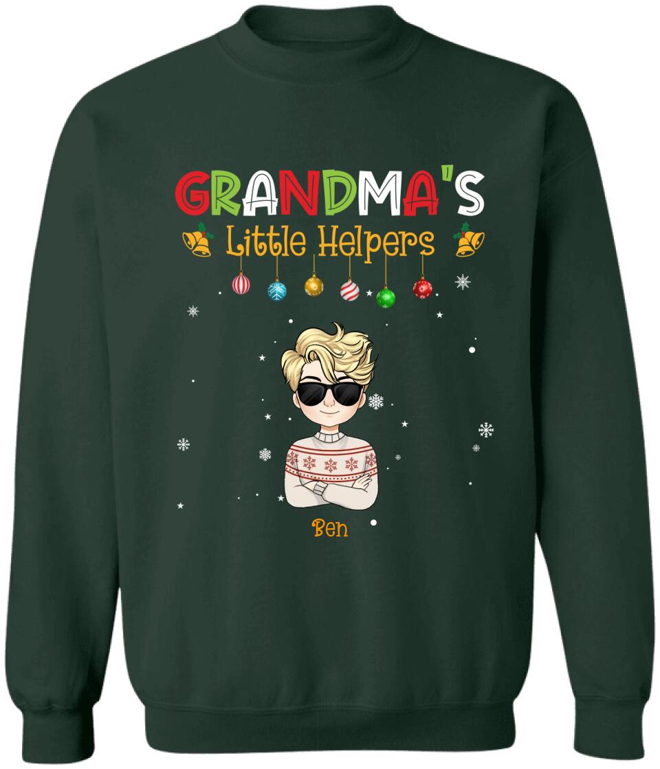 Grandma's Little Helpers, Christmas Shirt - Personalized T-shirt, Sweatshirt, Gift For Grandma
