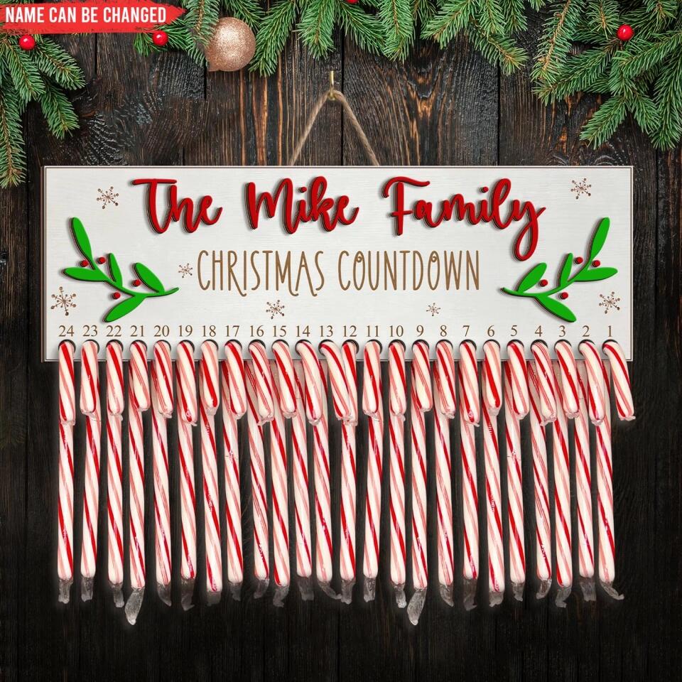 Candy Cane Christmas Countdown - Personalized 2 Layer Sign, Family Christmas Countdown Sign, Christmas Gift