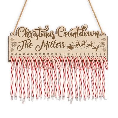 Candy Cane Christmas Countdown - Personalized Door Sign, Christmas Decoration
