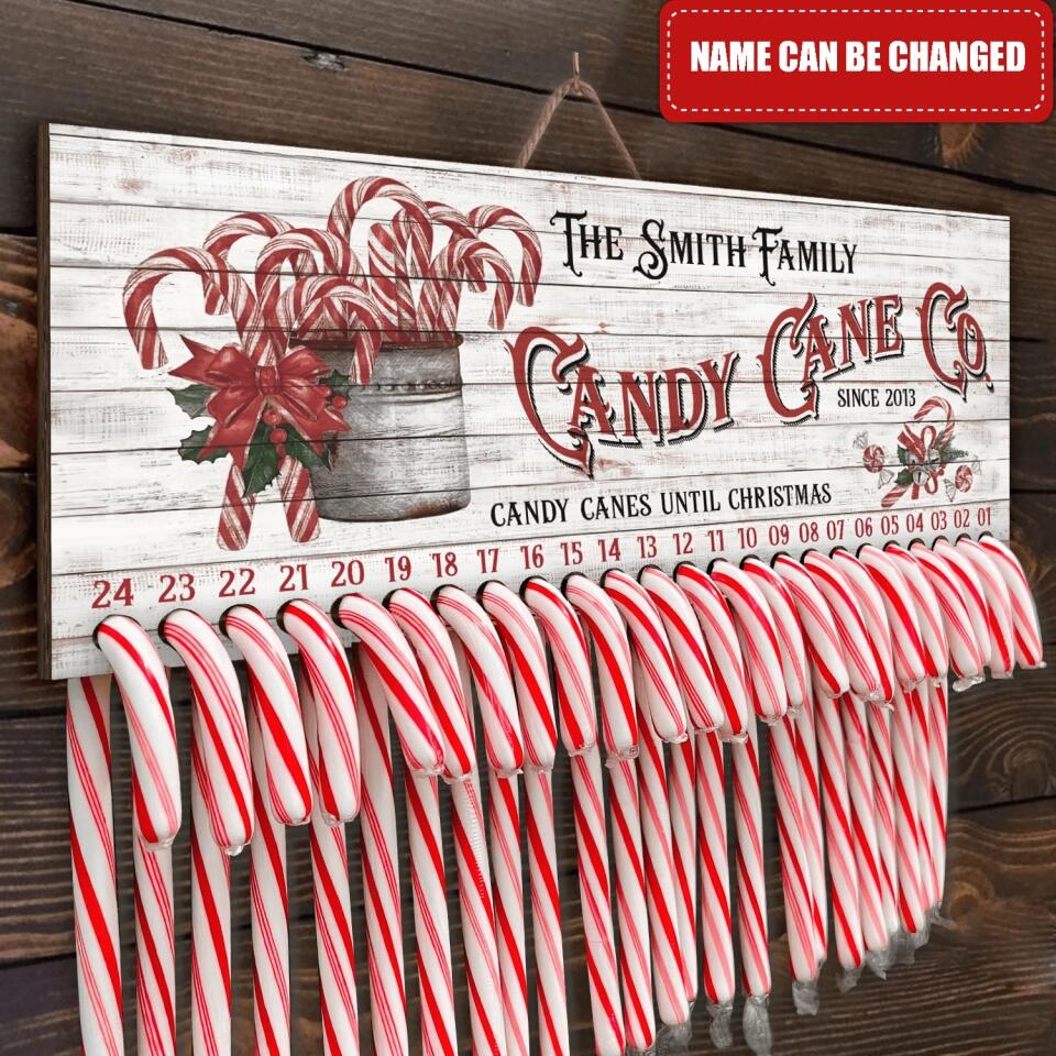 Christmas Countdown, Candy Cane Co Countdown - Personalized Wood Sign, Christmas Sign, Gift For Family - DS418