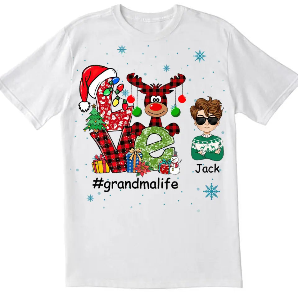 Love Grandkid Shirt - Christmas Gift - Family Christmas Shirt - Personalized Grandchildren Shirt - Personalized Grandma Shirt