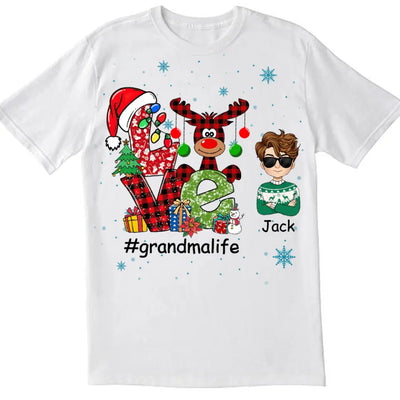 Love Grandkid Shirt - Christmas Gift - Family Christmas Shirt - Personalized Grandchildren Shirt - Personalized Grandma Shirt