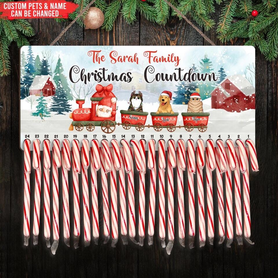 Personalized Christmas Candy Cane Countdown Wooden Sign, Custom Dog Christmas - Personalized Wood Sign, Gift For Dog Lover