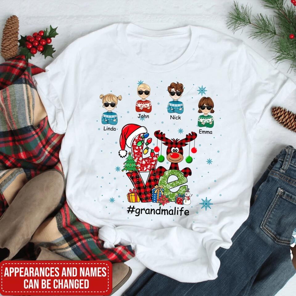 Love Grandkid Shirt - Christmas Gift - Family Christmas Shirt - Personalized Grandchildren Shirt - Personalized Grandma Shirt