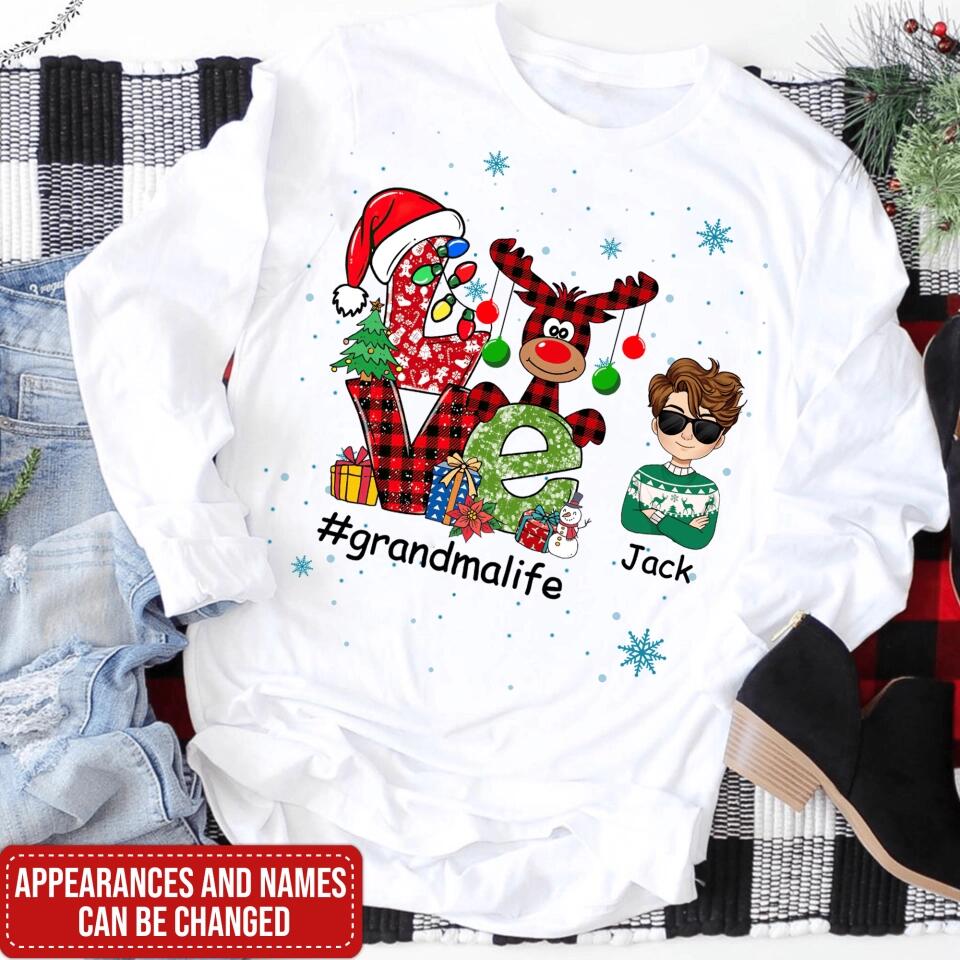 Love Grandkid Shirt - Christmas Gift - Family Christmas Shirt - Personalized Grandchildren Shirt - Personalized Grandma Shirt