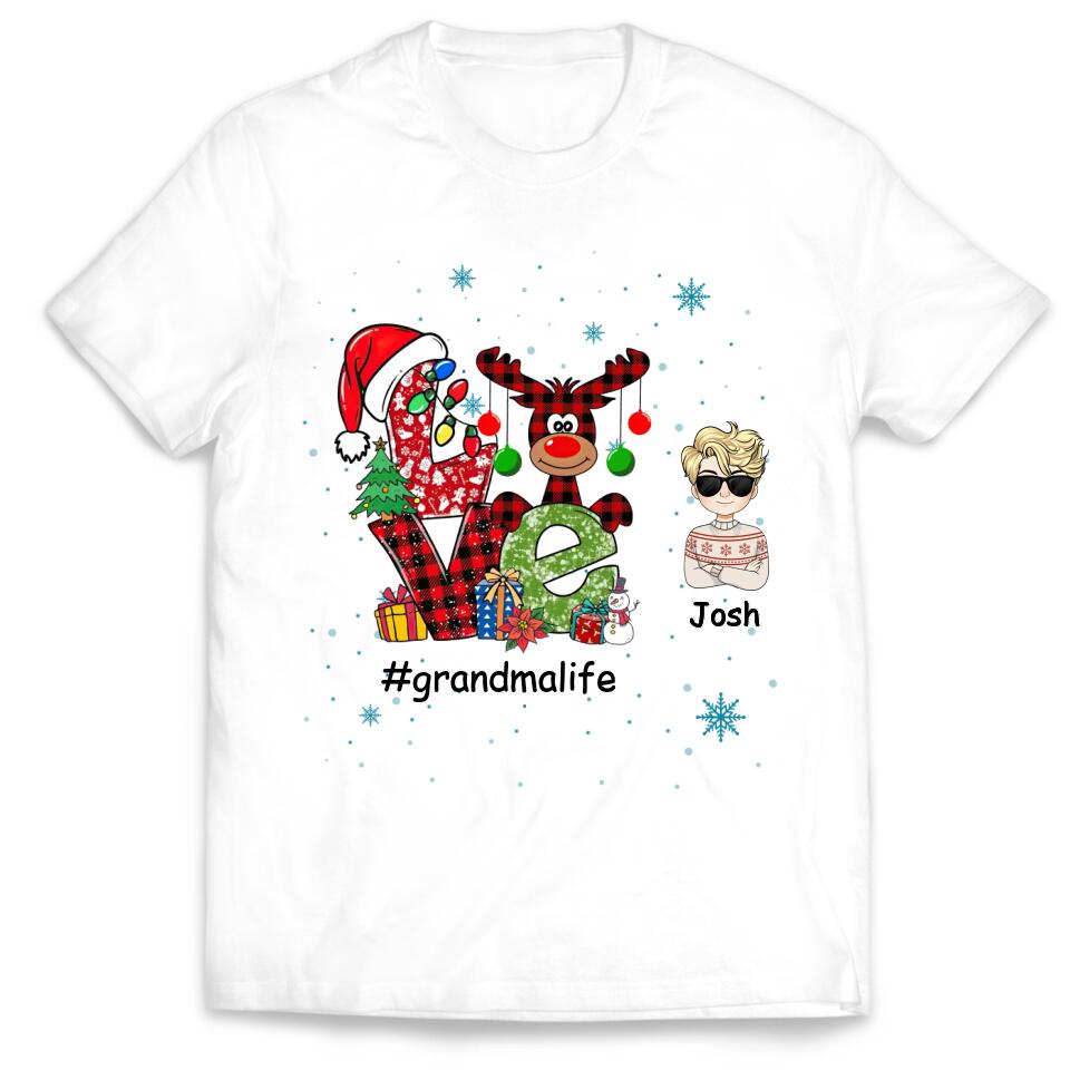 Love Grandkid Shirt - Christmas Gift - Family Christmas Shirt - Personalized Grandchildren Shirt - Personalized Grandma Shirt