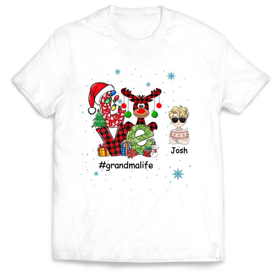 Love Grandkid Shirt - Christmas Gift - Family Christmas Shirt - Personalized Grandchildren Shirt - Personalized Grandma Shirt