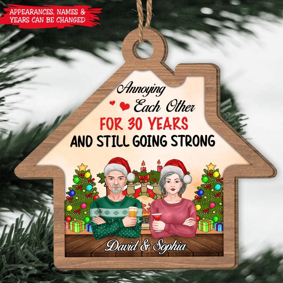 Anniversary Ornament Xmas 2022 - Annoying Each Other For 10 Years, Old Couple Married Christmas Ornament Decor, Gift For Husband Wife