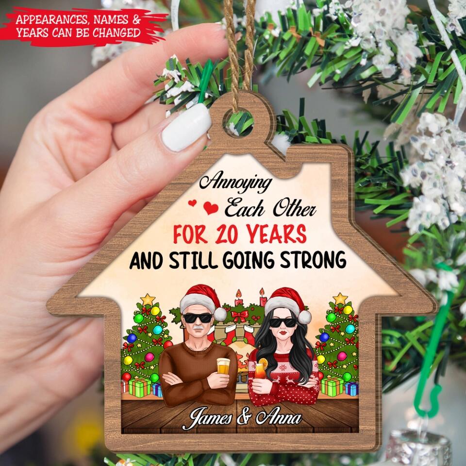 Anniversary Ornament Xmas 2022 - Annoying Each Other For 10 Years, Old Couple Married Christmas Ornament Decor, Gift For Husband Wife