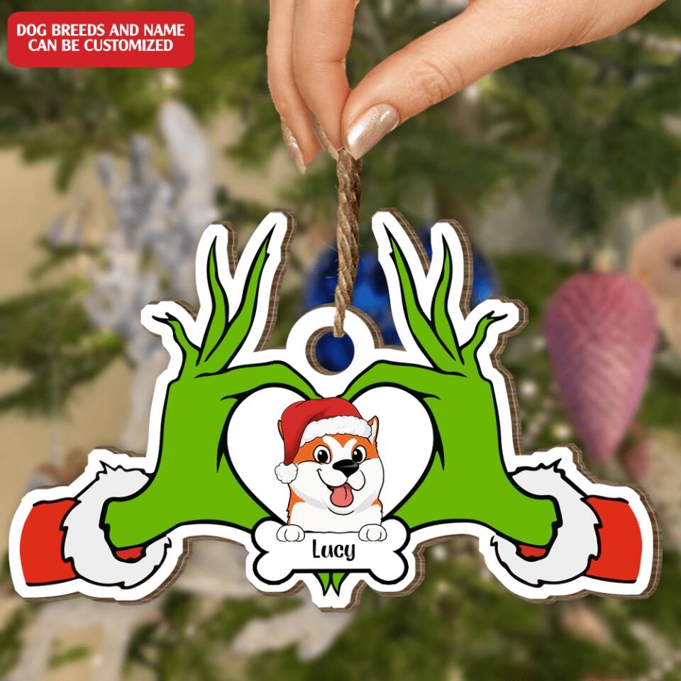 Whoville Heart Hands Love Dog - Dog Lover Gift - Personalized Dog Ornament - Christmas Decor - Funny Santa Christmas