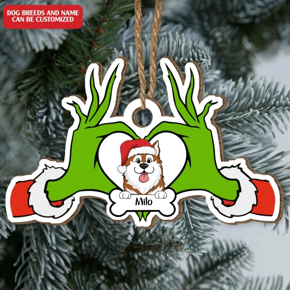 Whoville Heart Hands Love Dog - Dog Lover Gift - Personalized Dog Ornament - Christmas Decor - Funny Santa Christmas