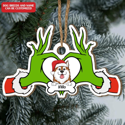 Whoville Heart Hands Love Dog - Dog Lover Gift - Personalized Dog Ornament - Christmas Decor - Funny Santa Christmas