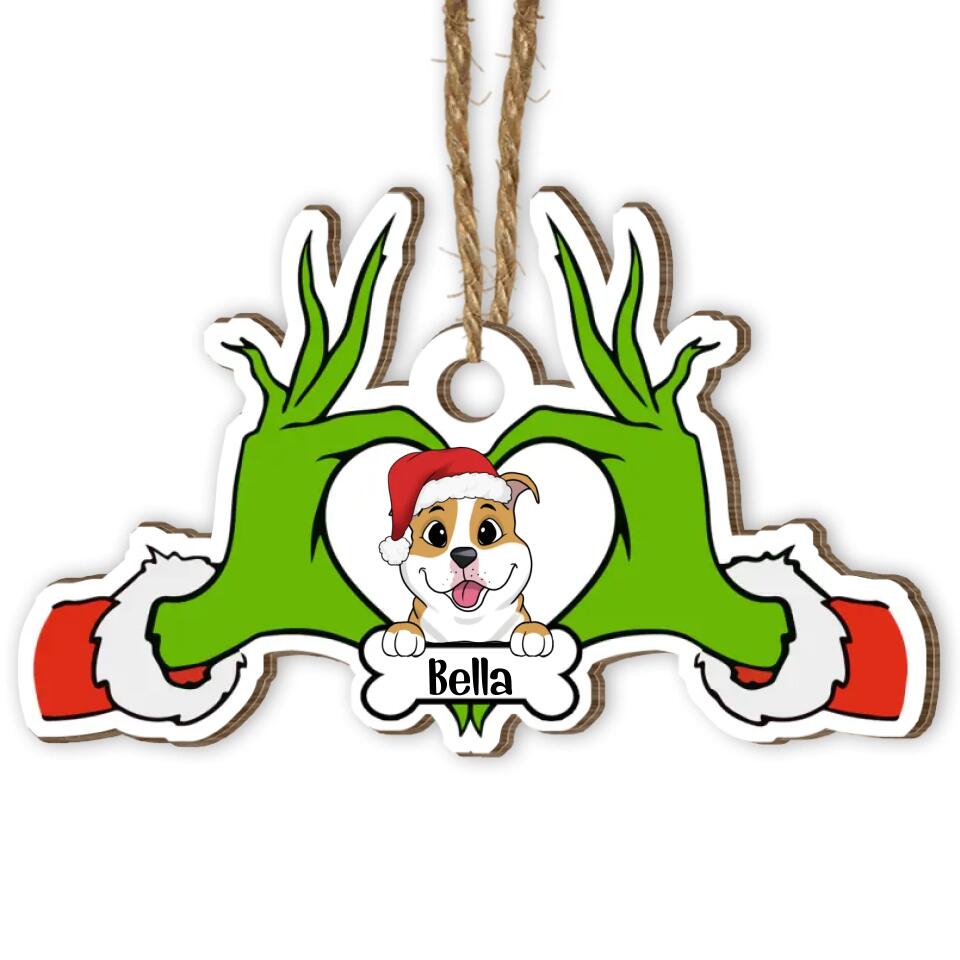 Whoville Heart Hands Love Dog - Dog Lover Gift - Personalized Dog Ornament - Christmas Decor - Funny Santa Christmas