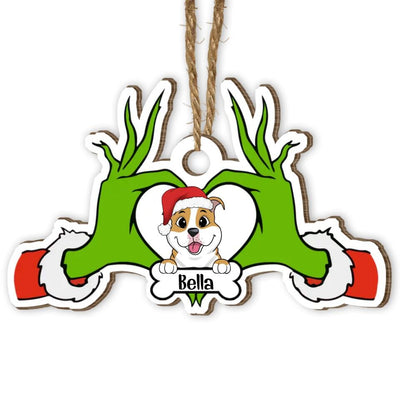 Whoville Heart Hands Love Dog - Dog Lover Gift - Personalized Dog Ornament - Christmas Decor - Funny Santa Christmas