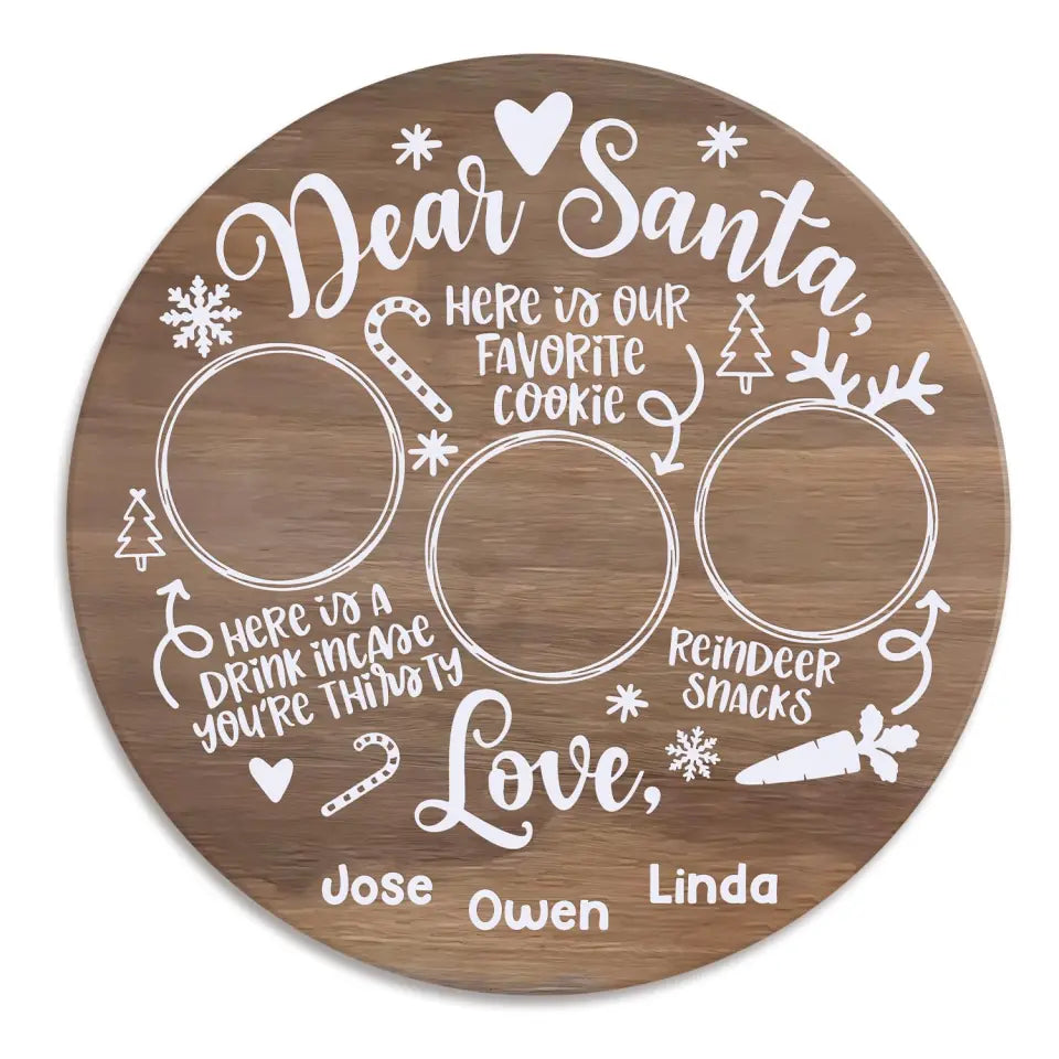 Santa Cookies Tray - Personalized Wooden Plate, Treats for Santa, Milk and Cookies, Christmas Gift