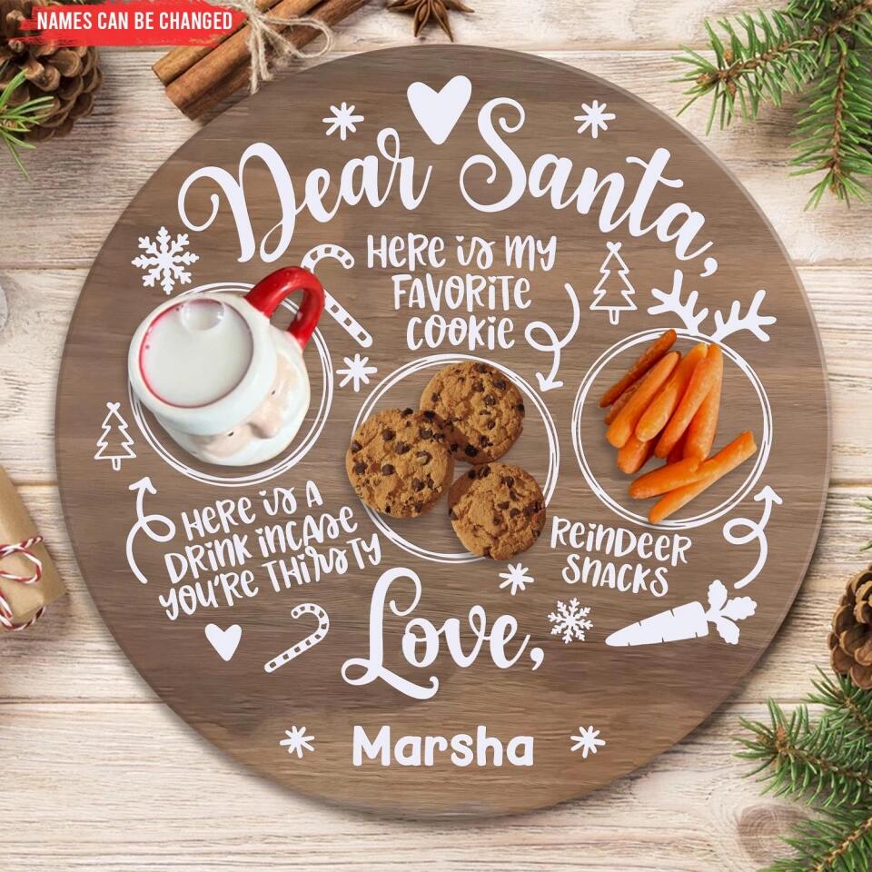 Santa Cookies Tray - Personalized Wooden Plate, Treats for Santa, Milk and Cookies, Christmas Gift