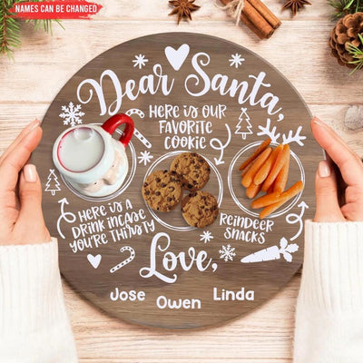Santa Cookies Tray - Personalized Wooden Plate, Treats for Santa, Milk and Cookies, Christmas Gift