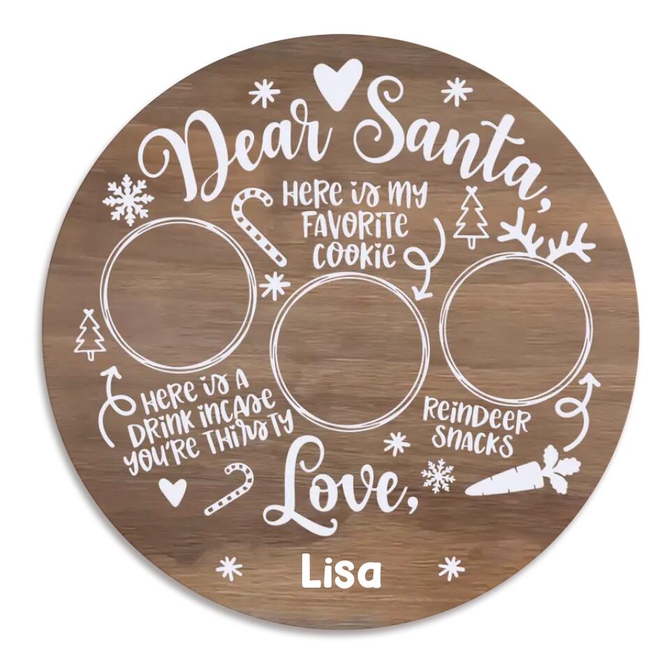 Santa Cookies Tray - Personalized Wooden Plate, Treats for Santa, Milk and Cookies, Christmas Gift