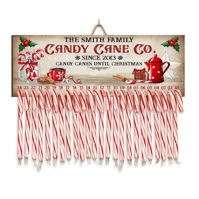Candy Cane Co Christmas Countdown Sign, Candy Canes Until Christmas - Personalized Door Sign - DS427