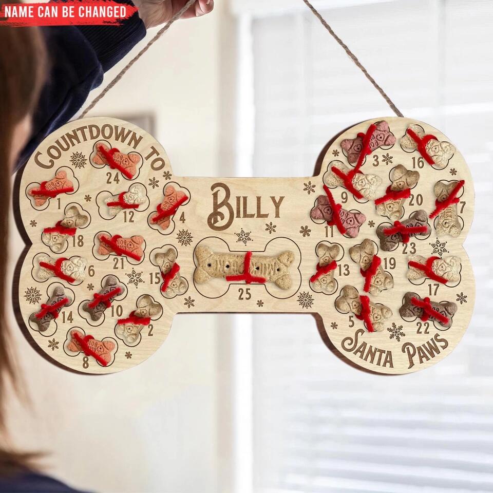 Personalized Dog Santa Treat Countdown To Santa Paws - Dog Lovers Gift - Christmas Countdown Sign - Personalized Dog Advent Calendar Sign